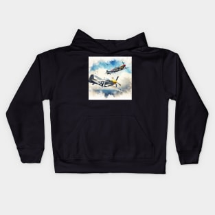 Fantasy illustration of WWII aircraft in battle Kids Hoodie